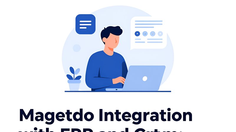 Современная иллюстрация процесса интеграции интернет-магазина на Magento с системами ERP и CRM.