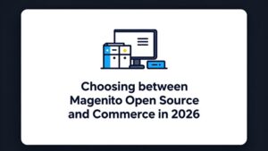 Иллюстрация для сравнения версий Magento Open Source и Commerce для разработки интернет-магазина в 2026 году